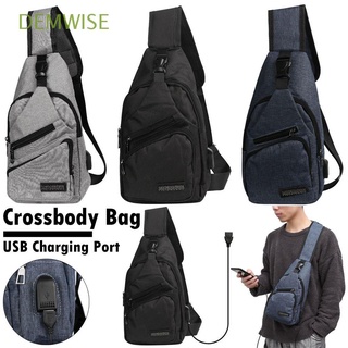 demwise moda pecho pack casual gran capacidad crossbody bolso de viaje hombres al aire libre usb puerto de carga bolsas de hombro/multicolor