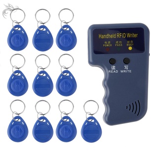 125KHz portátil RFID escritor/copiadora/lectores/duplicador con 10 piezas etiquetas de identificación