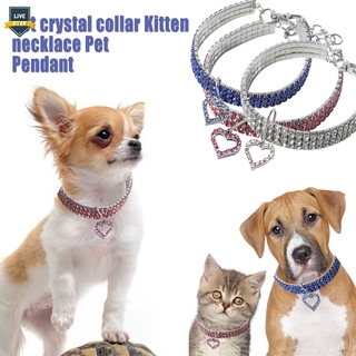 ls collar de cristal para perro/collar para gatitos con colgante de corazón/accesorios para decoración de diamantes s/m/l
