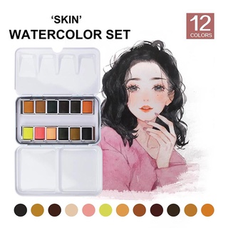 12 Colores Caja De Lata Sólida Acuarela Piel Color Agua Pintura Para Retratos Dibujo