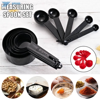 Juego de 10 cucharas de plástico para medir cucharas de cocina para hornear utensilios de cocina (1)