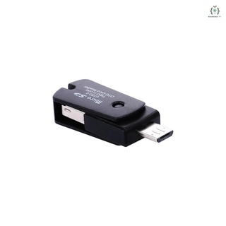 Na Micro USB 2 en 1 OTG lector de tarjetas soporte TF tarjeta grabadora teléfono tarjeta de almacenamiento giratorio lector de tarjetas (negro)