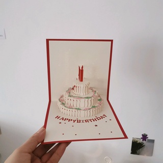 1pc lindo Ins tarjeta de cumpleaños 3D pastel tarjeta mejores deseos Vintage tarjeta de felicitación cumpleaños (4)