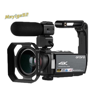 ordro 4k hd cámara de vídeo ae8 ips pantalla de prensa electrónica estabilización de imagen infrarroja visión nocturna conjunto de soporte de mano