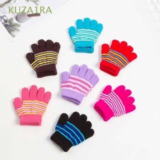 kuza1ra niños manoplas de bebé niños engrosado guantes de dedo a prueba de viento invierno deportes al aire libre niños suave niñas impreso raya