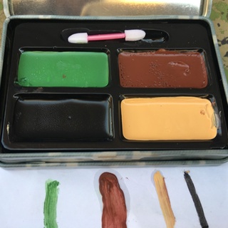 CHURCH Premium Face pintura corporal paleta de aceite verde/marrón/amarillo/negro 4 colores a base de aceite (4)