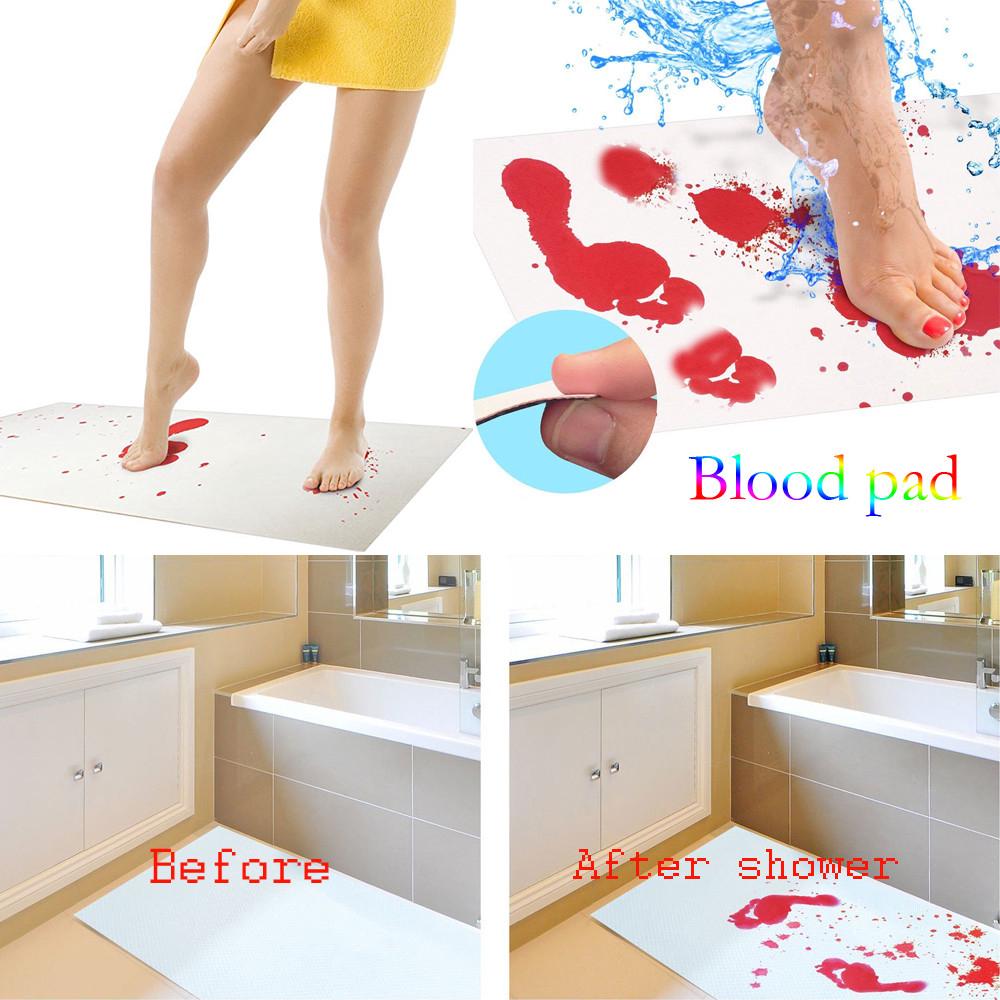 Sangriento alfombra de baño cambio de Color hoja vueltas rojo mojado te hacen sangrienta huellas