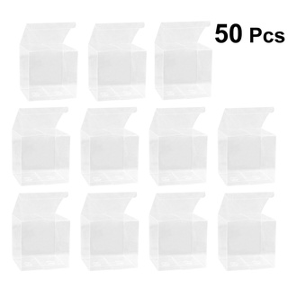 (5x5x5cm) 50 piezas de plástico transparente Pvc caja de embalaje transparente caja de caramelos para boda fiesta (5x5x5cm)