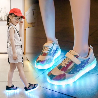 Zapatos de baile de malla luminosos para niñosusbCargando siete colores Noctilucent luz-en los zapatos de los hombres y los niños con luz impermeable Flash