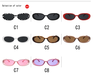 europeo y americano tendencia vaca color pequeño marco moda oval marcas de color gafas de sol gafas de sol oval pequeño marco mujeres vintage gafas (5)