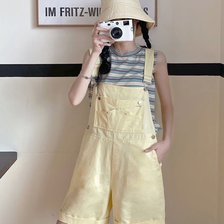 IELGY short overalls small loose Reduce age cream yellow wide-legged solid color buttons casual (6)
