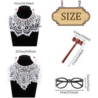 Fashionbanana: 6 piezas de Collar de encaje blanco, diseño de mazo de madera, negro, marco de gafas, para mujer (3)
