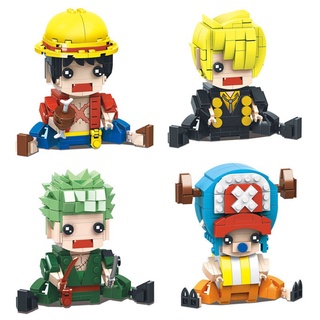 Una pieza Anime muñeca Luffy Chopper Zoro Sanji Compatible Lego montar bloques de construcción juguetes regalos
