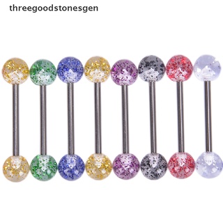 [threegoodstonesgen] 8 unids/set colorido glitters lengua anillos barbell bola cuerpo piercing joyería