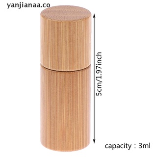 yan botella de madera de bambú perfume vacío botella de aceite inoxidable rollo en bola aromaterapia.