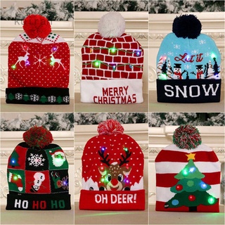 sombreros de navidad suéter de santa claus reborn gorro gorro con led luz up de dibujos animados patteren regalo de navidad para niños suministros de año nuevo (1)