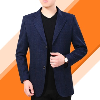 [gcei] moda de los hombres de cuadros casual traje solapa slim fit elegante chaqueta abrigo (1)