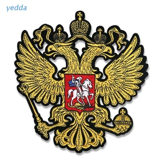 yedda tuba golden russia national emblema parches de hierro sobre abrigo de águila fina espalda de goma bordado ropa accesorios biker parches