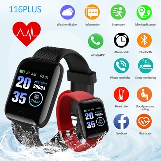 reloj inteligente 116 plus/pantalla a color/monitor de ritmo cardíaco/presión arterial/rastreador de movimiento ip65 impermeable aza
