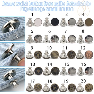 Bs 10pcs botón de Jeans retráctil ajustable extraíble botón de Metal sin grapas de aleación de Zinc redondo