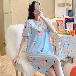 Vestido de maternidad de verano de manga corta pijama postparto fino lactancia verano transpirable camisón de maternidad (8)