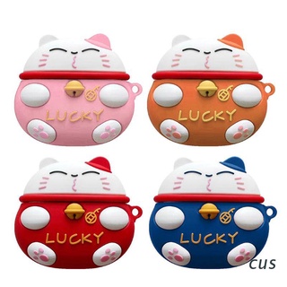 cus. 3D Cute Cartoon Lucky Cat Earphone Case Soft Silicone Protective Cover for Airpods Pro3 Wireless Bluetooth-compatible Headset Box Accessories