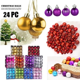 24 unids/caja 3 Cm árbol de navidad adorno bola, navidad y año nuevo fiesta familiar colgante adorno decoración