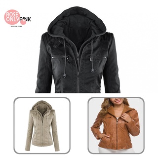 [roseonlypink] abrigo mujer chaqueta desmontable capucha bolsillos chaqueta doble cremalleras streetwear