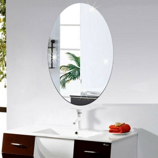 Nuevo espejo ovalado azulejo pegatinas de pared espejo autoadhesivo palo en la decoración de la habitación ☆Conoce asellmall (3)