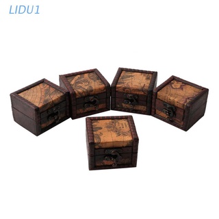 Lidu1 - caja de almacenamiento de mapa de madera Vintage, diseño de gemelos, regalo pequeño