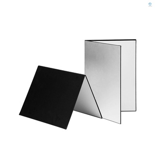 3 en 1 fotografía cartón cartón cartón plegable fotografía Reflector difusor junta (negro + blanco + plata) para bodegón producto comida foto tiro, tamaño A4