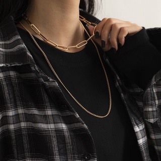 collar de cadena de metal vintage para mujer/collar largo de doble capa para mujer (3)
