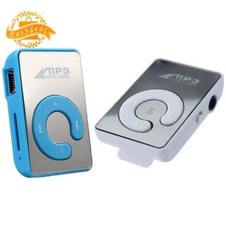 2 pzas Mini reproductor de música Mp3 Digital con Clip de espejo USB compatible con tarjeta SD TF de 8GB azul y blanco
