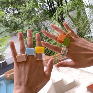 cannatella mujeres niñas anillos de dedo coreano moda joyería resina anillos color caramelo hombres color sólido grueso geométrico 2021 nuevo estilo pulgar anillos/multicolor