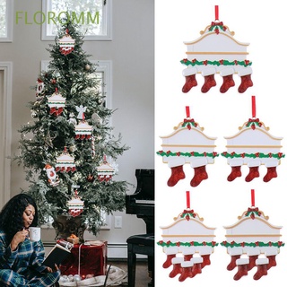 FLOROMM Home Christmas Tree Ornament Family 2-8 People Xmas Socks Hanging Pendant Party Decoration Ribbon Personalized Resin Crafts Xmas Family Ornament