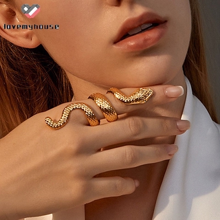 Anillo en forma de serpiente moda Metal personalidad europea y americana anillo Animal joyería de mano (3)