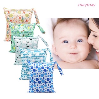 MAYMA 30x36cm Fashion Print Baby Diaper Storage Bag Reusable Washable Travel Nappy Pouch Waterproof Wet Dry Cloth Organizer with Zip