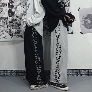 Calle hip-hop pierna recta pantalones todo-partido pantalones deportivos personalidad cadena impresión pareja pantalones casuales
