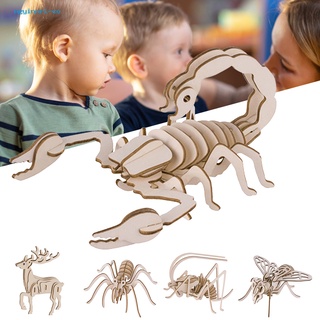 NGY insectos ensamblados rompecabezas hechos a mano juguetes educativos de madera manual insectos rompecabezas 3d para niños