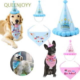 QUEENJOYY Fashion Pet Headwear Cat Accessories Costume Hat Dog Caps Happy Birthday Pet Supplies Printed Party Supplies Neckerchief/Multicolor