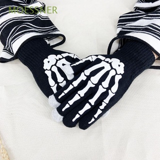 moessner horrible halloween luminoso manoplas cool moda accesorios de dedo completo guantes de mano hueso calentador masculino cráneo esqueleto disfraces guantes de medio dedo guantes