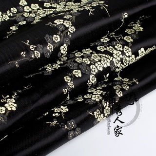nuevos productosTraje de tela de tela de brocado Hanfu COS Ropa Tela de tela de cheongsam \ / Brocado-Flor de ciruelo dorado sobre negro