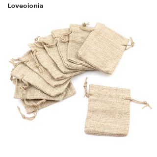 Loveoionia 10pcs pequeño arpillera yute saco de lino bolsa de cordón de boda suministros mi