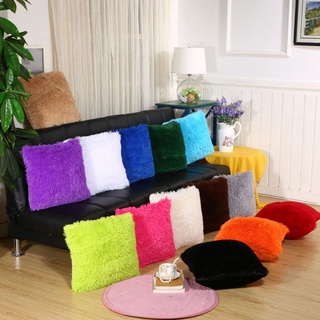SUHE 18" Square Throw Pillow Cases Waist Cushion Cover Fur Plush Sofa Home Decor Car Seat Soft Winter Warm/Multicolor (8)