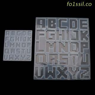 fo1ssil Pixel Letras De Resina Epoxi Molde De Fundición Alfabeto Llavero Colgante UV Silicona Joyería Herramientas