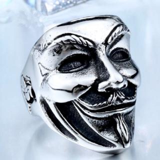 316l acero inoxidable v para vendetta precio de fábrica película guy fawkes máscara anillo de moda joyería