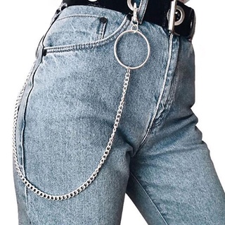 Fashion Cool Silver Hip Hop Punk Large Ring Pants Chain Stage Performance Waist Chain Jeans Pants Chain Accessories Pendant