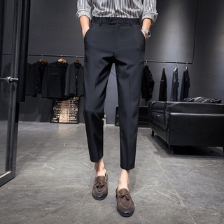 Pantalones de traje sueltos para hombre Pantalones rectos hasta el tobillo coreanos de moda Casual pantalones de traje para hombres pantalones de corte delgado sin planchar