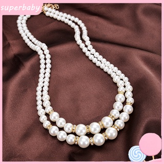 Collar De perlas postizas con dos capas ajustables Para fiestas