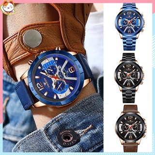Reloj de cuarzo de los hombres con correa de acero blanco 6 agujas 30m profundo impermeable moda reloj deportivo regalos para hombres